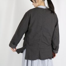 画像4: Vas-y Lentement　SEERSUCKER PLAIN OVERDYE SIDE VENTS NO COLLAR JACKET　2色 (4)