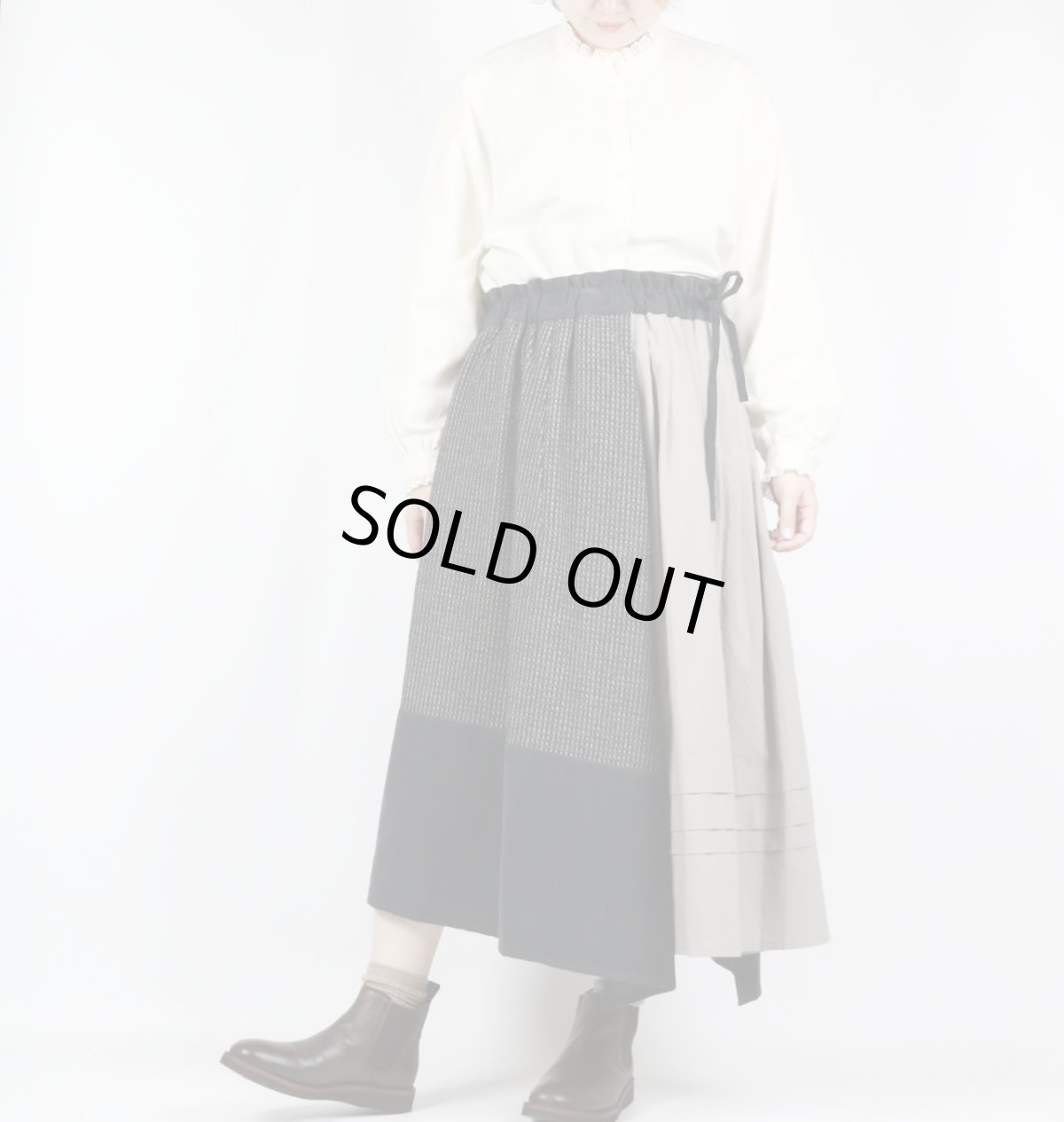 画像14: MAGALI ピンドットツイード・ヴィンテージ・スカート　グレー (14)