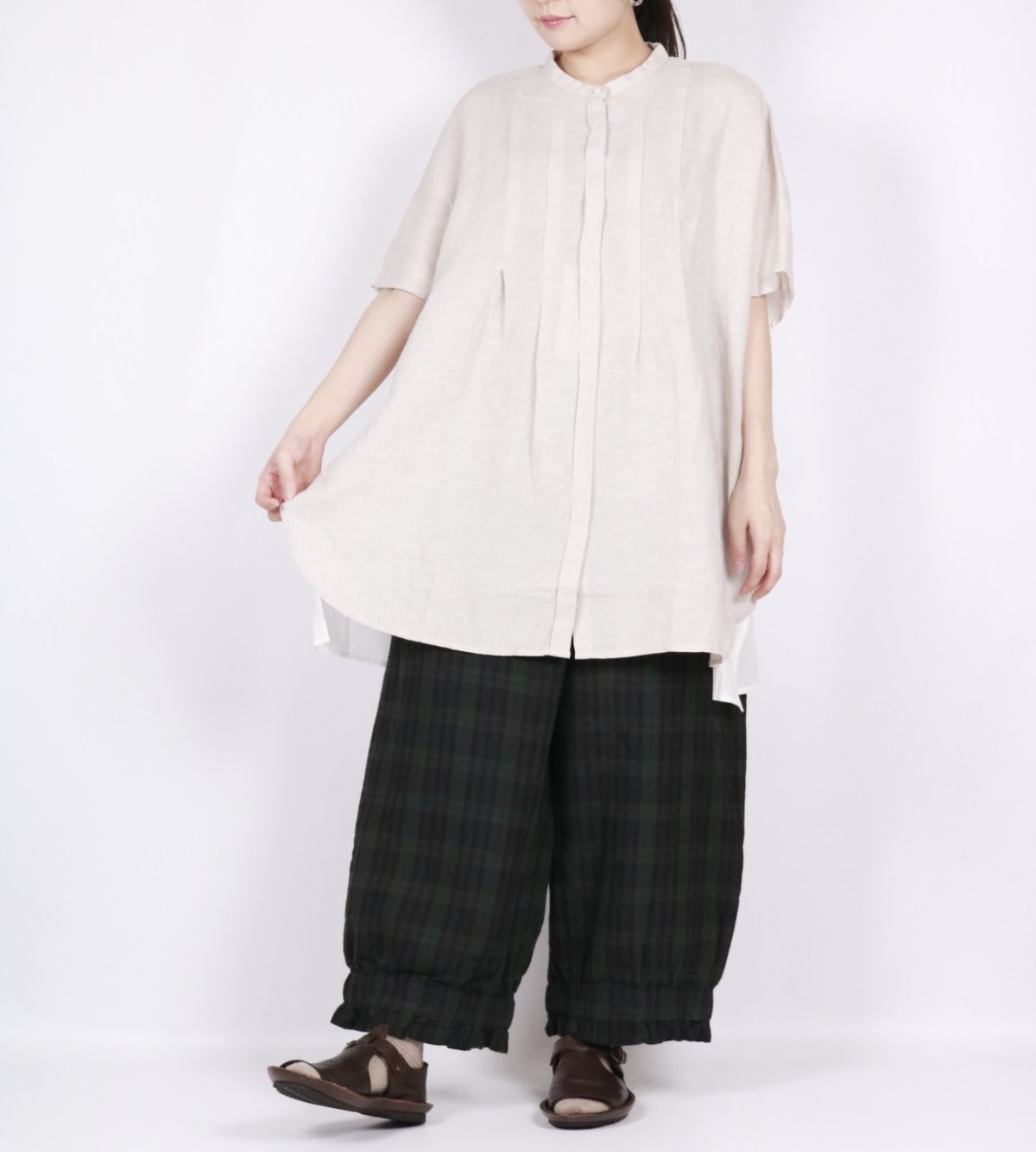 画像9: blue willow  リネン後ろ別布切り替え チュニック　2色 (9)