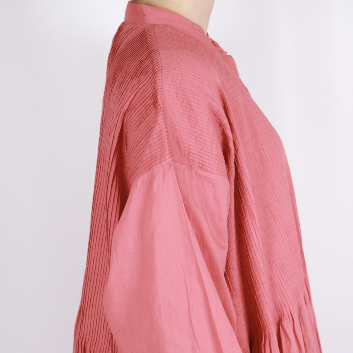 画像6: maison de soil 60s ORGANIC CAMBRIC PLAIN BANDED COLLAR DRESS WITH MINI PINTUCK 2色 (6)