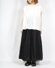 画像12: maison de soil 80s ORGANIC VOILE PLAIN CREW-NECK F/SLEEVE SHIRT WITH INVERTED PLEAT 2色 (12)