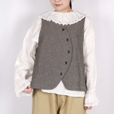 画像3: Gauze# ANTIQUE LACE FRILL 2WAY BLOUSE 2色