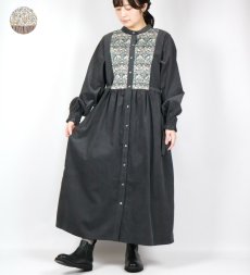 画像1: sosotto　細コール×LIBERTY ビブヨーク ワンピース　2色 (1)