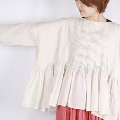 画像2: maison de soil 80s ORGANIC COTTON SMALL CHECK&VOILE PLAIN(OVER DYE) MINI PINTUCK PULLOVER 2色