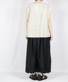 画像23: SOIL 　 80s VOILE PLAIN WITH CUT WORK LACE　CREW -NECK FRENCH /SL SHIRT WITH PINTUCK 3色 (23)