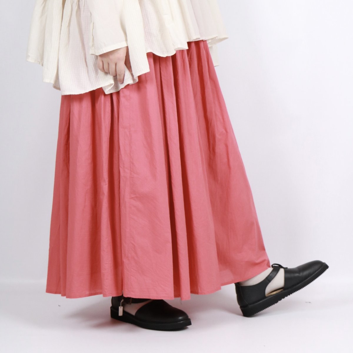 画像28: maison de soil     60s ORGANIC CAMBRIC PLAIN PINTUCK FLARED SKIRT 　2色　２サイズ (28)