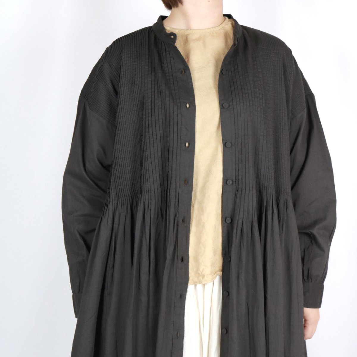 画像29: maison de soil 60s ORGANIC CAMBRIC PLAIN BANDED COLLAR DRESS WITH MINI PINTUCK 2色 (29)