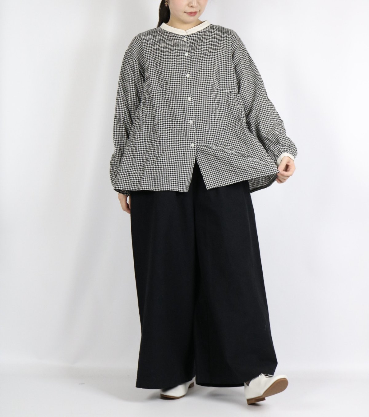 画像14: nachukara ヘリンボーンシャーリング クレリックシャツ 3色 (14)