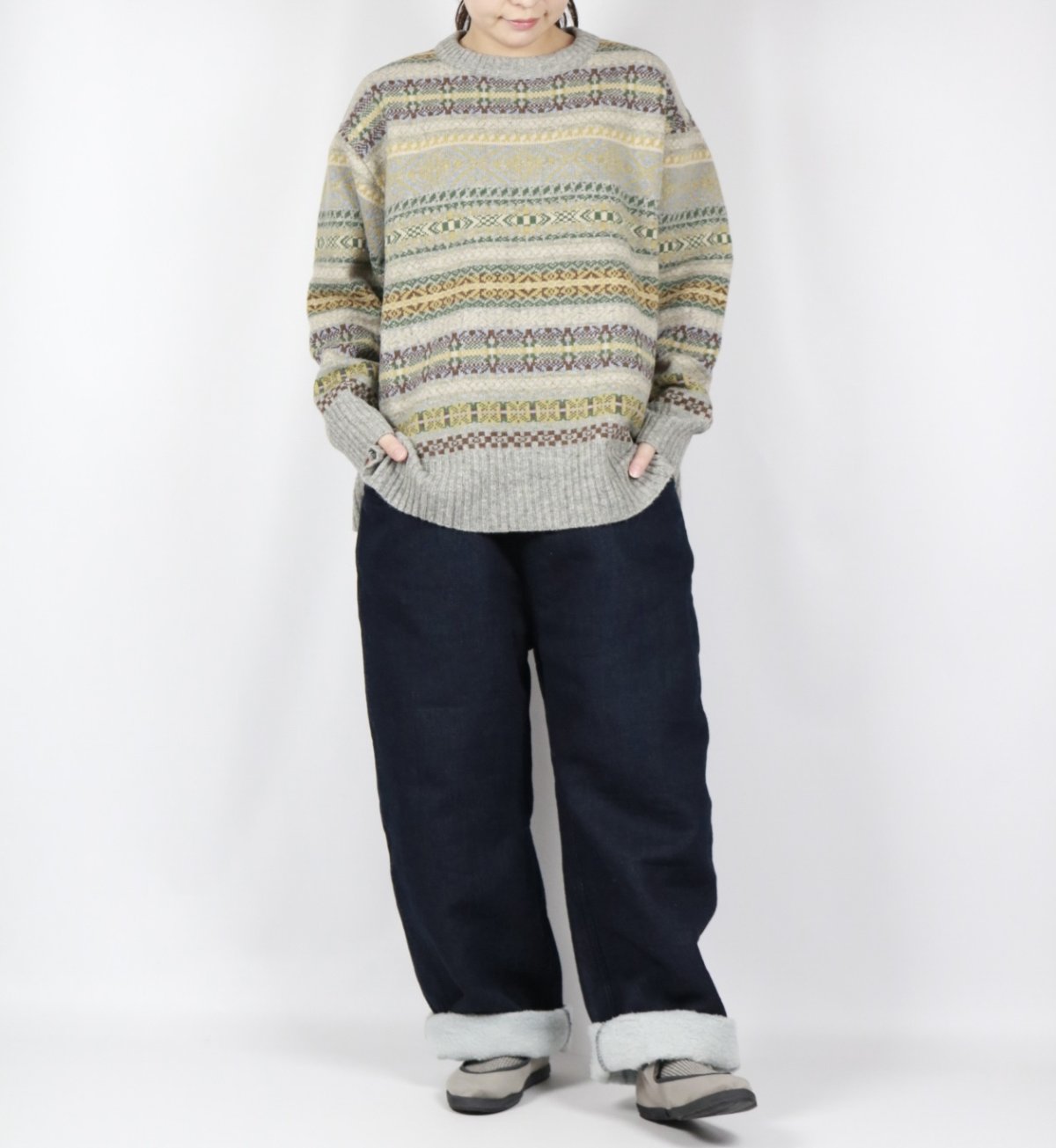 画像17: NARU リシェス フェアアイル柄 ニット 2色 (17)