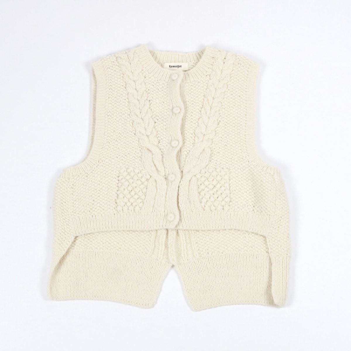 画像40: tumugu:　ロービングウール ケーブルニットベスト　3色 (40)