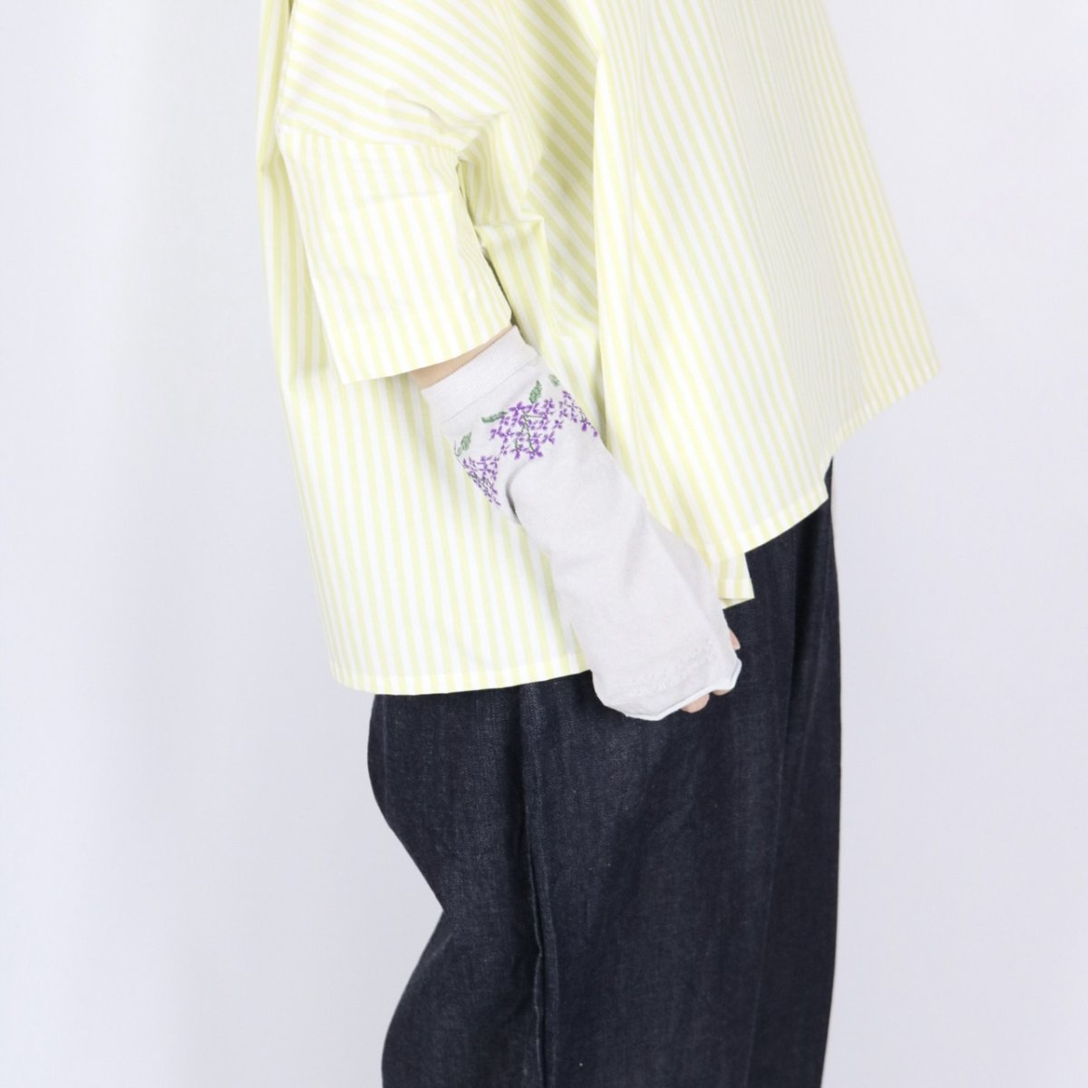 画像17: MAISON BLANCHE　コットンリネン おさんぽアームカバー　ショート丈　4柄 (17)