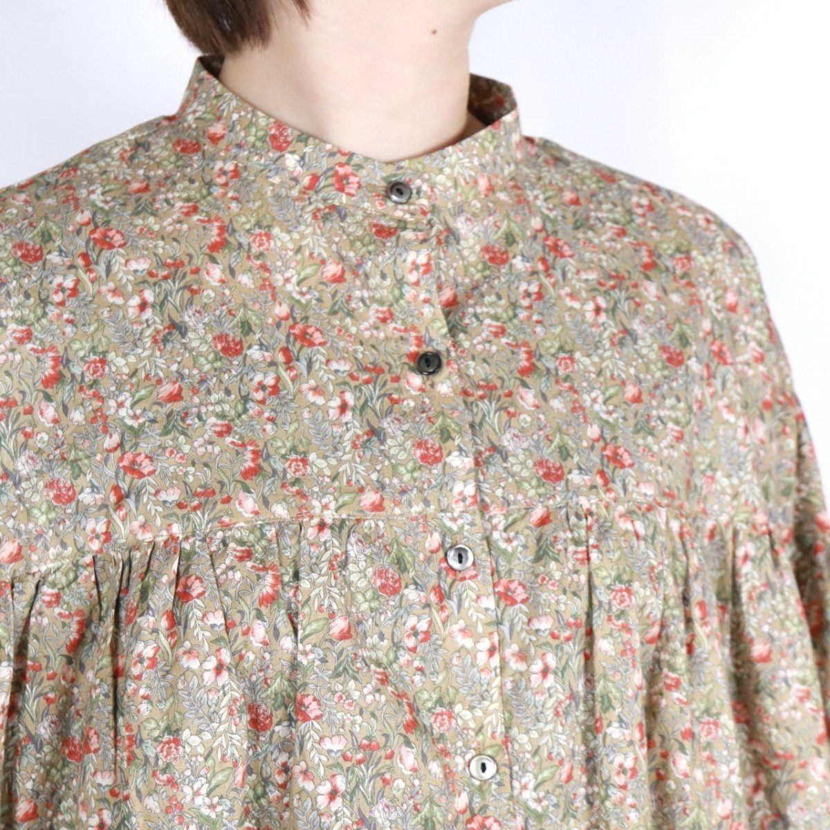 画像6: DIARIES  フラワープリント バンドカラーシャツ   2色 (6)