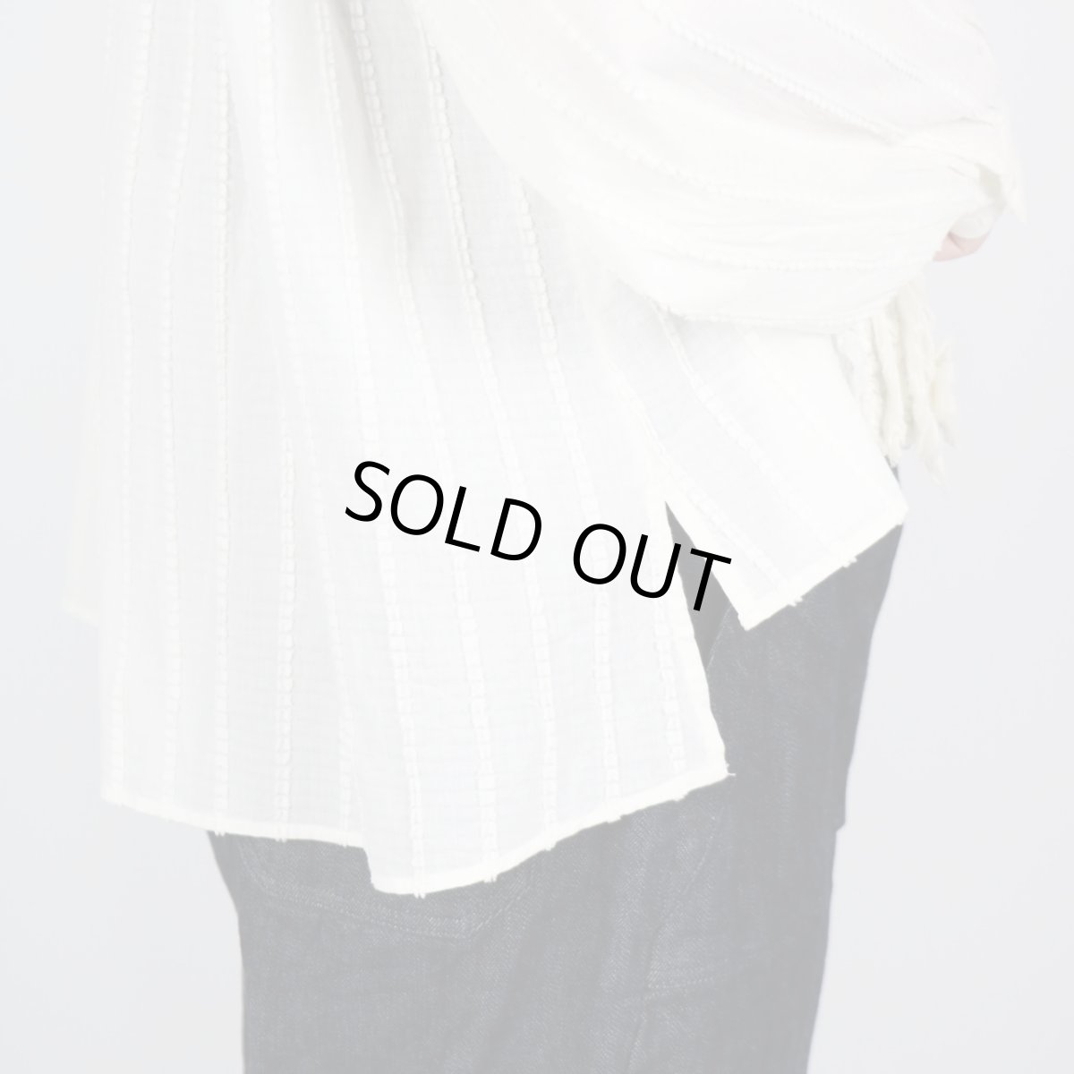 画像9: tumugu: ストライプフリンジドビーブラウス IVORY (9)