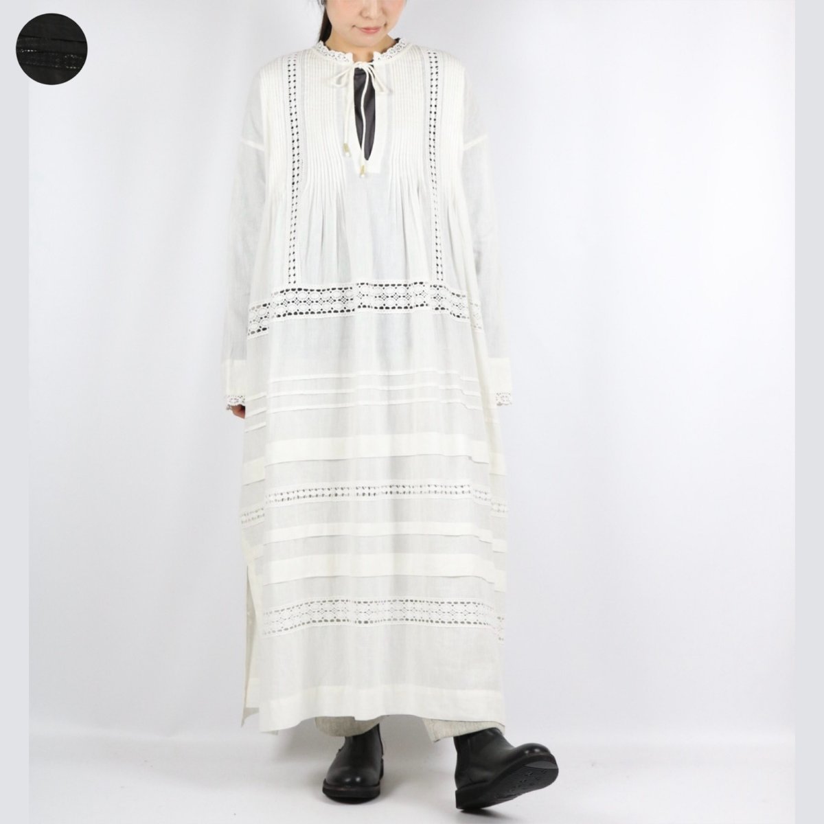 画像2: tumugu リネンコットンキャンバス　ワンピース 2色 (2)