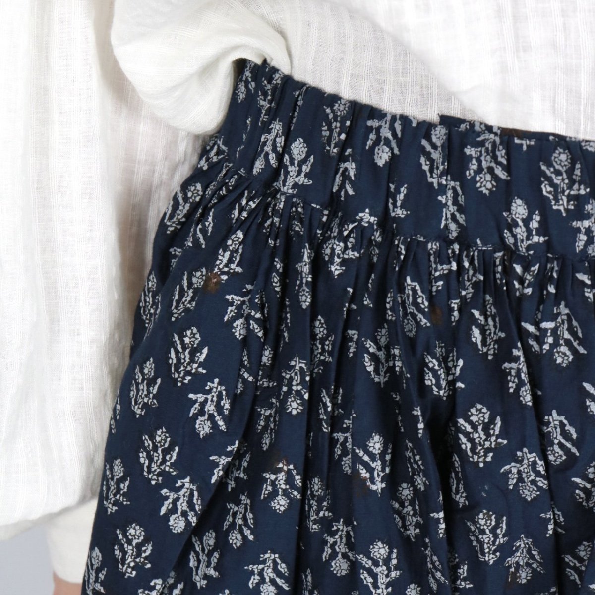 画像8: maison de soil  80s COTTON VOILE FLOWER BLOCK PRINT RAJASTAN TUCK GATHERED SKIRT WITH LINING 2色 2サイズ (8)