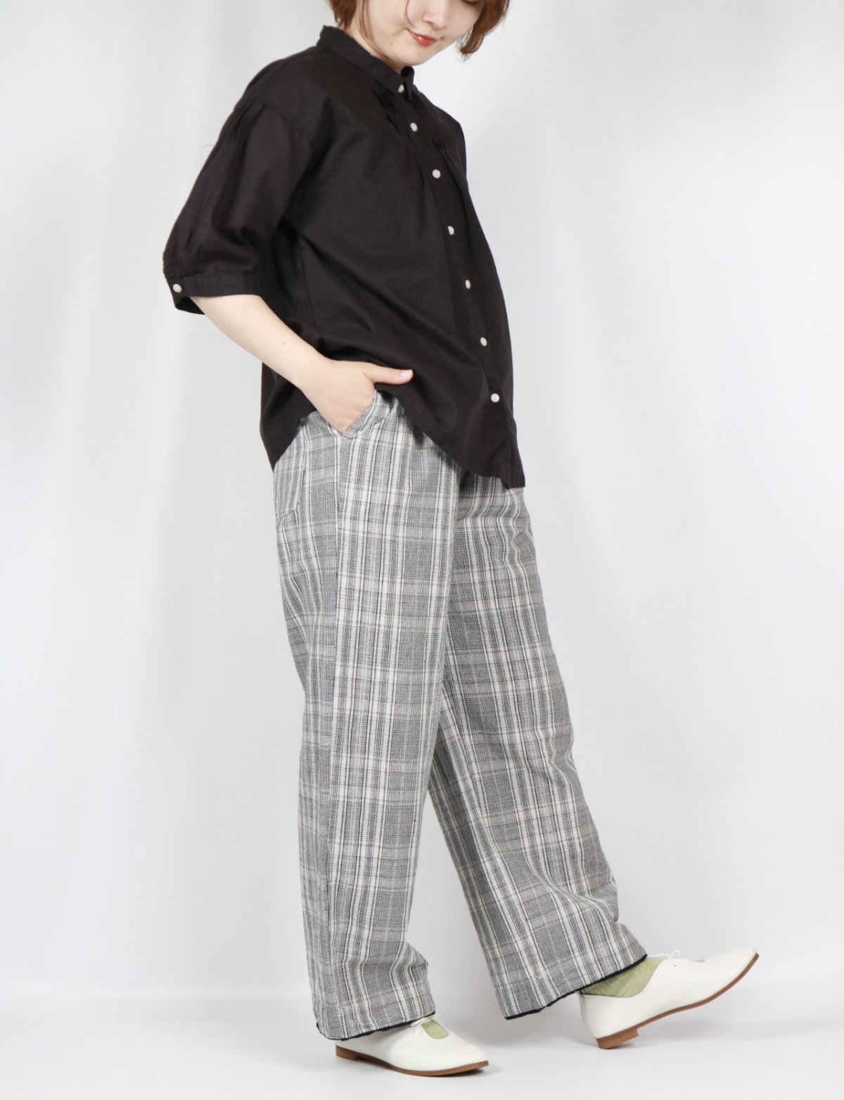 画像31: 20%OFF SALE!  tukuroi 製品染め 綿麻平織 6分袖シャツ 3色 (31)