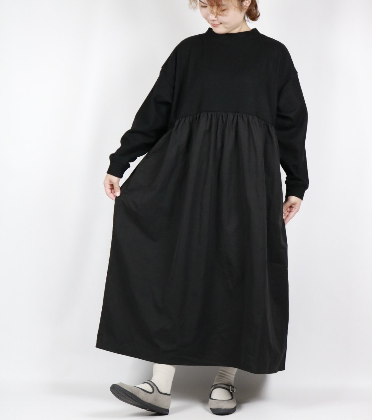 画像13: nachukara 　ウール混ニットコンビギャザーワンピース　2色 (13)