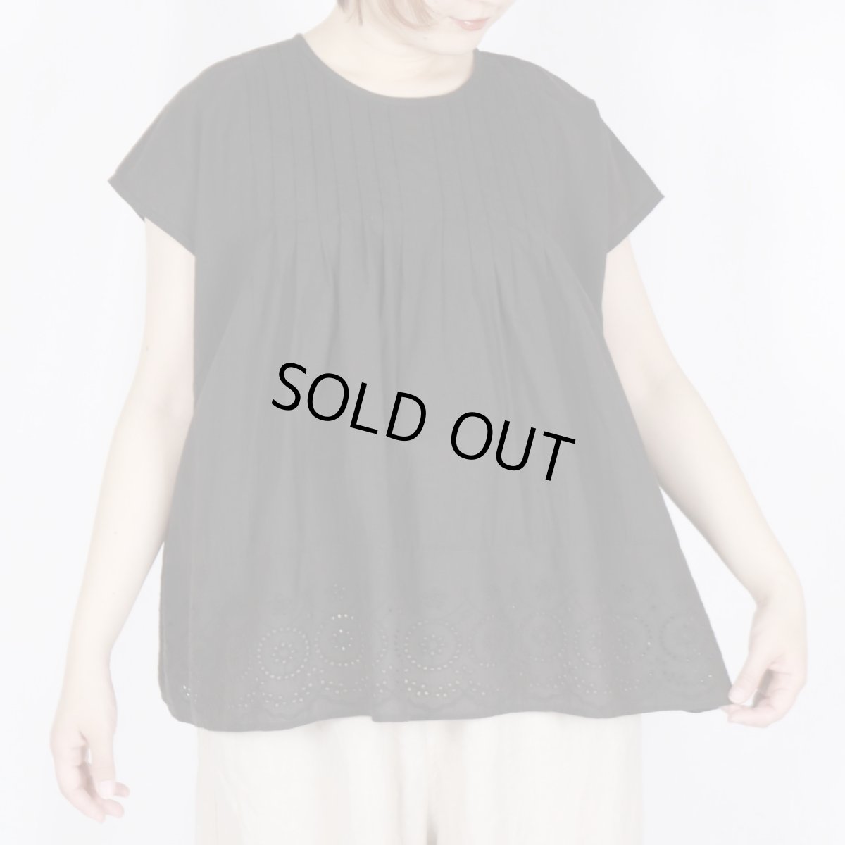 画像1: SOIL 　 80s VOILE PLAIN WITH CUT WORK LACE　CREW -NECK FRENCH /SL SHIRT WITH PINTUCK 3色 (1)