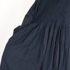 画像32: maison de soil 80s ORGANIC COTTON SMALL CHECK&VOILE PLAIN(OVER DYE) CREW NECK BUTTON SHIRT MAXI DRESS WITH PINTUCK 2色 (32)