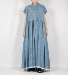 画像11: maison de soil  80s VOILE TRIANGLE BLOCK PRINT BANDED COLLAR FRENCH/SL DRESS WITH PINTUCK 2色2サイズ (11)