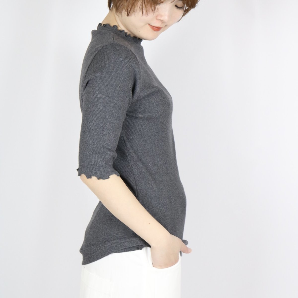 画像3: LUEUF テレコ５分丈プルオーバー 2色 (3)