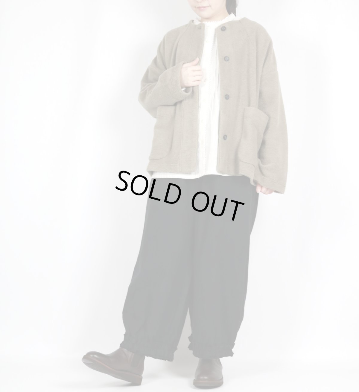 画像25: bluewillow コットン平織り無地起毛裾フリルパンツ 3色 (25)