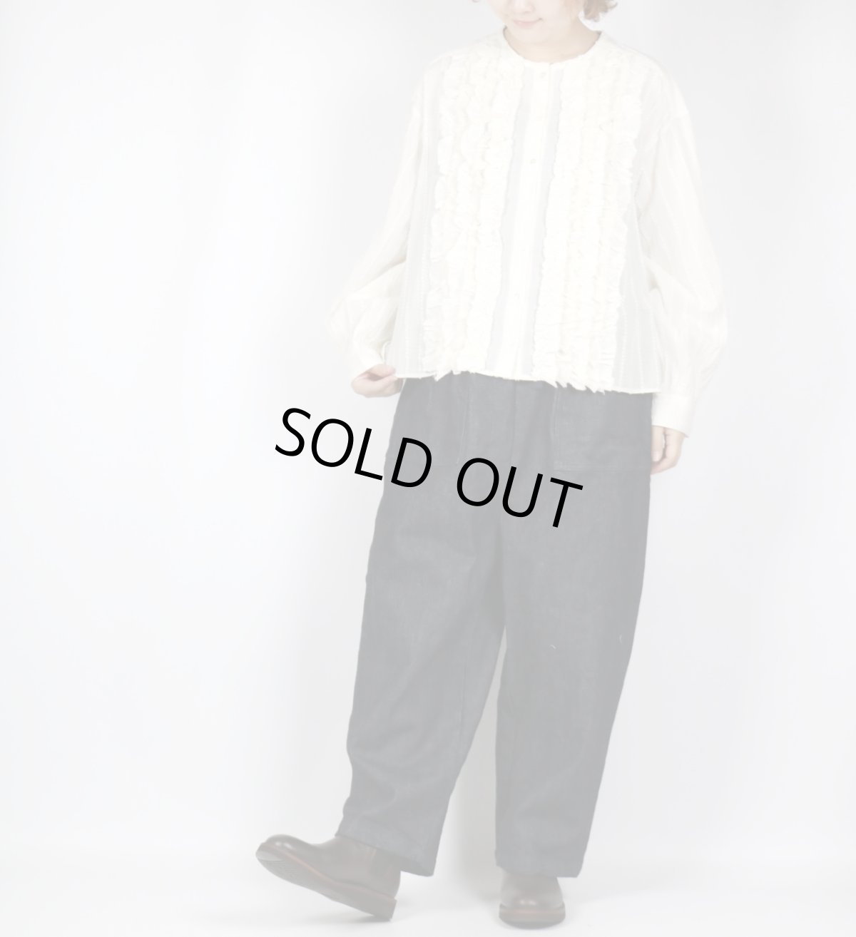 画像4: tumugu: ストライプフリンジドビーブラウス IVORY (4)