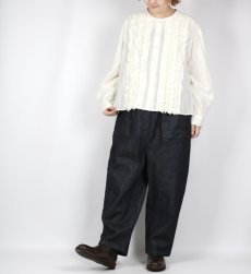 画像4: tumugu: ストライプフリンジドビーブラウス IVORY (4)