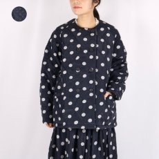 画像1: maison de soil PADDED SILK PRINT NO COLLAR DOUBLE JACKET 2色 (1)