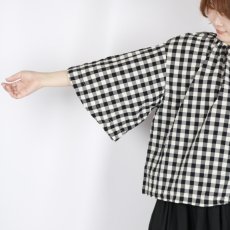 画像17: Gauze# GINGHAM BELL SLEEVE PULLOVER 2色 (17)