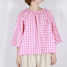 画像2: Gauze# GINGHAM BELL SLEEVE PULLOVER 2色 (2)