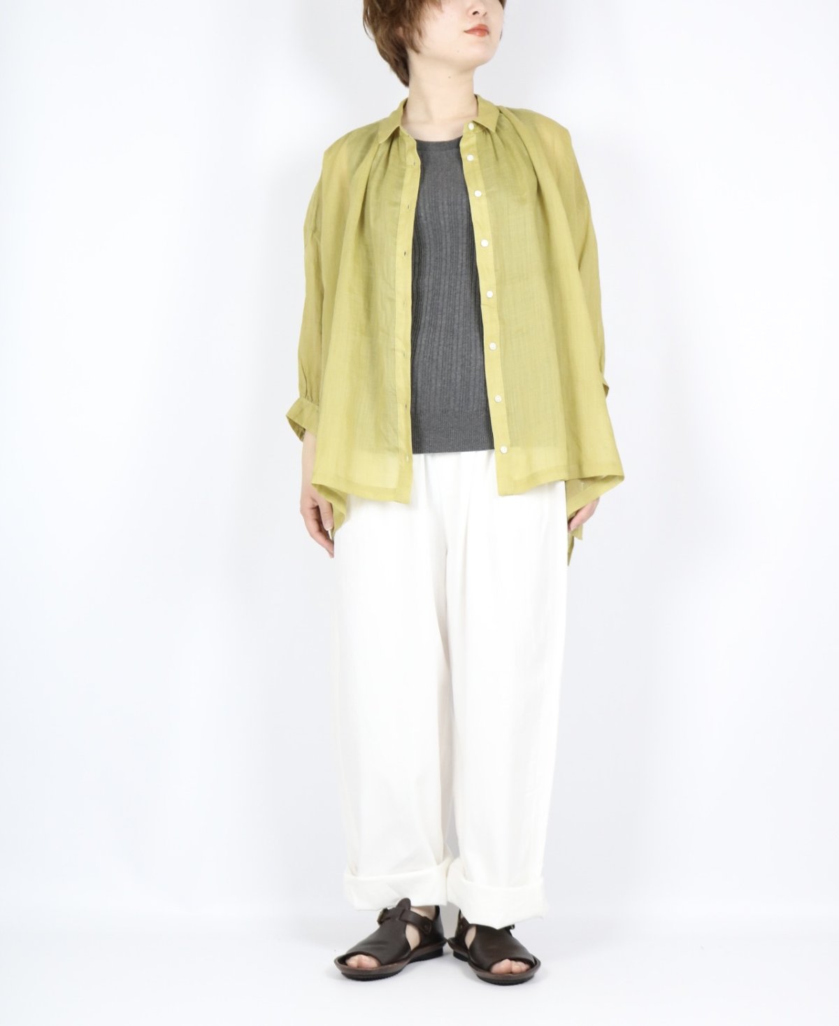 画像32: nachukara シアーリネンギャザーブラウス 4色 (32)