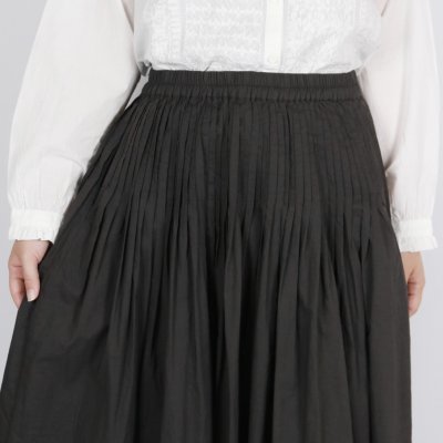 画像1: maison de soil     60s ORGANIC CAMBRIC PLAIN PINTUCK FLARED SKIRT 　2色　２サイズ