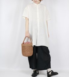 画像2:  SOIL 60s LINEN PLAIN BANDED COLLAR 3/4SL TUNIC 2色 (2)