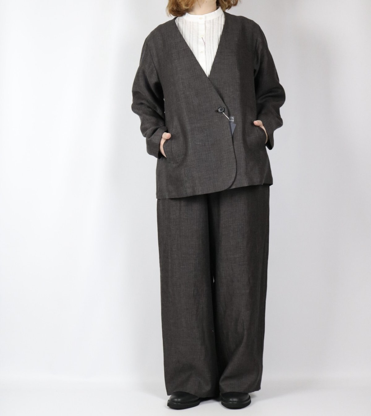 画像2: Michel Beaudouin リネンへリンボンジャケット 3色 (2)