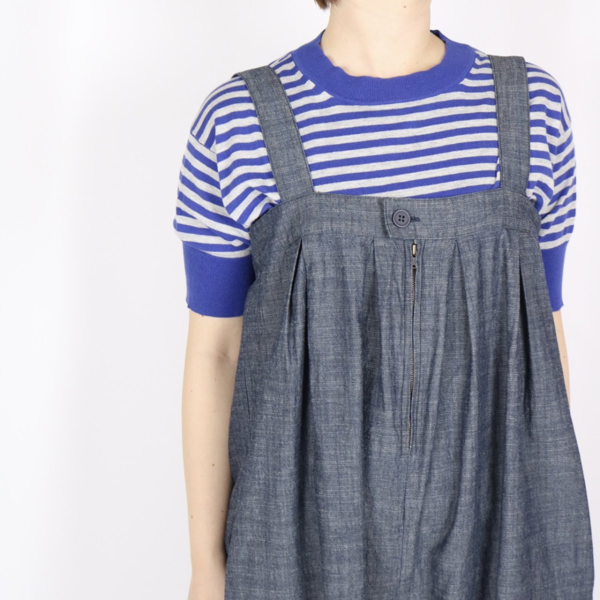 画像8: 20%OFF SALE! nachukara  綿麻スラブデニム タックサロペット  2色 (8)