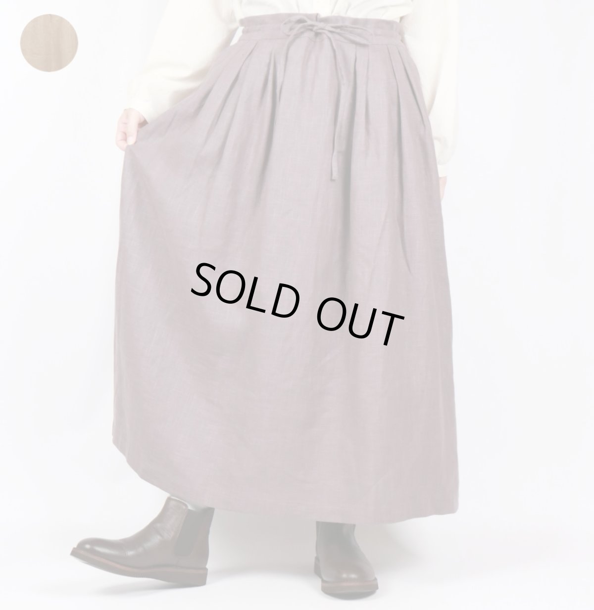 画像2: tukuroi リネンコットンツイル タックスカート　2色 (2)