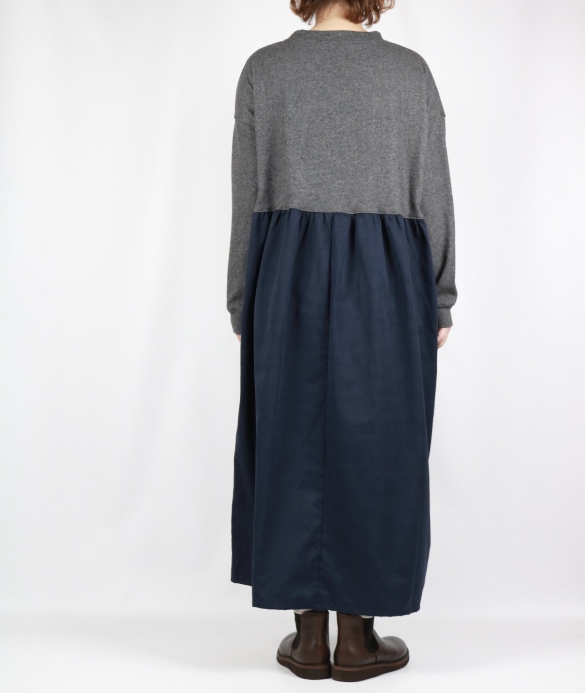 画像3: nachukara 　ウール混ニットコンビギャザーワンピース　2色 (3)