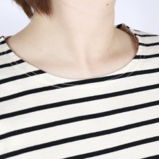 画像9: tumugu スープレコットン ボーダー天竺 裾ラウンド 半袖ロングT 2色 (9)