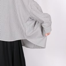画像9: DIARIES   バック‪ギャザー ワイドシャツ  BLACK STRIPE (9)