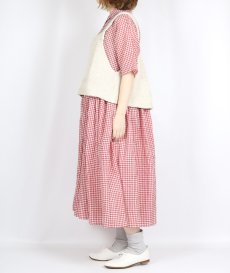 画像12: maison de soil HANDWOVEN COTTON/SILK GINGHAM CHECK REGULAR COLLAR DRESS WITH RAJASTHAN TUCK GATHERER 2色 (12)