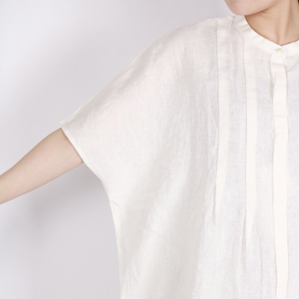 画像17: blue willow  リネン後ろ別布切り替え チュニック　2色 (17)