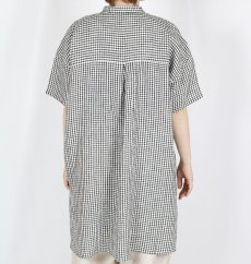 画像3: SOIL  60s LINEN CHECK BANDED COLLAR 3/4SL TUNIC (3)