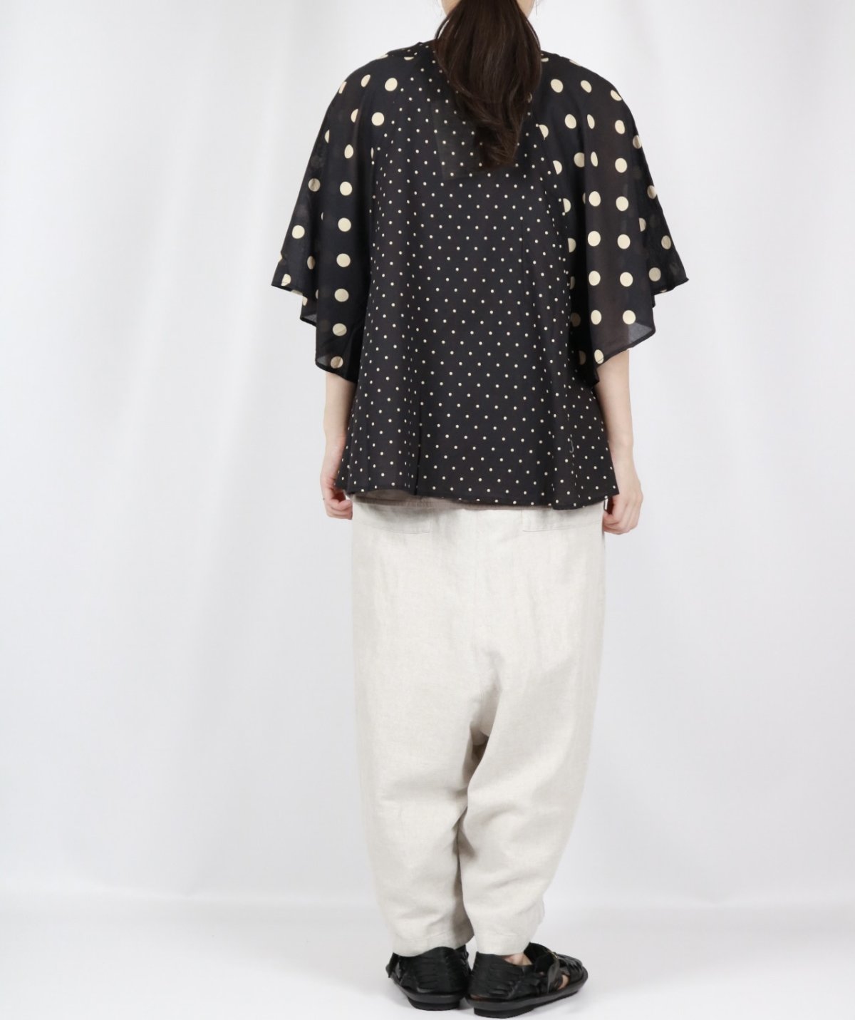 画像8: SOIL  VOILE DOT PRINT(PATCHWORK) V-NECK FRARED SLEEVE PULLOVER  2色 (8)