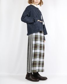 画像11: O'NEIL OF DUBLIN　IRISH LINEN PATCHWORK LOW WAIST PLEATS WRAP SKIRT LENGTH 80cm (WITH PIN)　2色 (11)