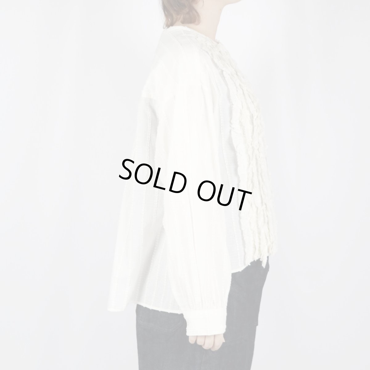 画像2: tumugu: ストライプフリンジドビーブラウス IVORY (2)