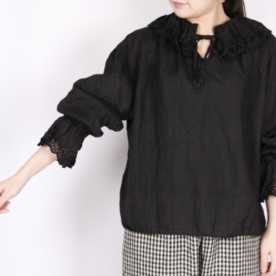 画像2: Gauze# ANTIQUE LACE FRILL 2WAY BLOUSE 2色