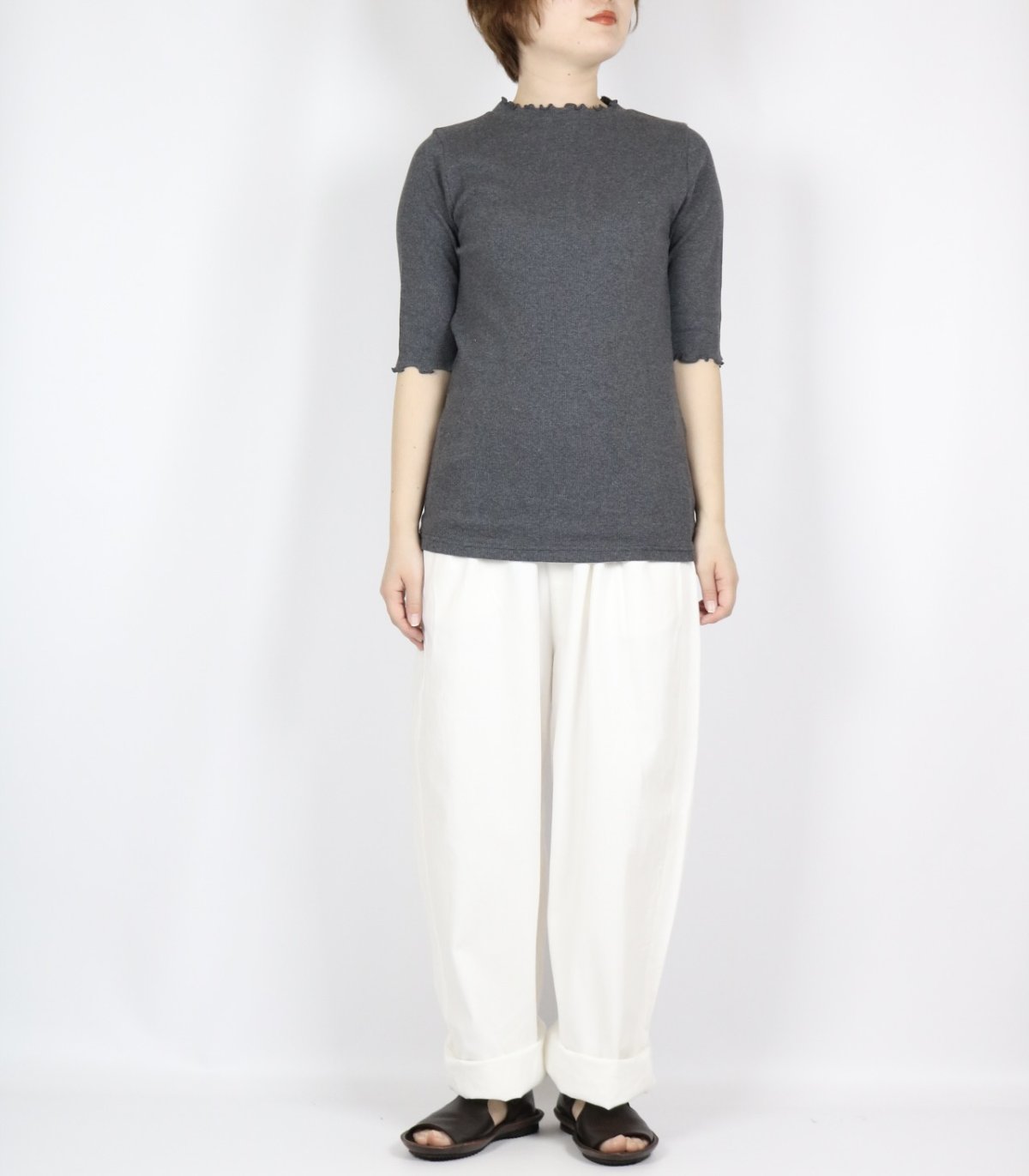 画像8: LUEUF テレコ５分丈プルオーバー 2色 (8)