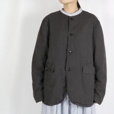 画像2: Vas-y Lentement　SEERSUCKER PLAIN OVERDYE SIDE VENTS NO COLLAR JACKET　2色 (2)