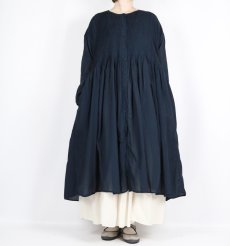 画像25: maison de soil 80s ORGANIC COTTON SMALL CHECK&VOILE PLAIN(OVER DYE) CREW NECK BUTTON SHIRT MAXI DRESS WITH PINTUCK 2色 (25)